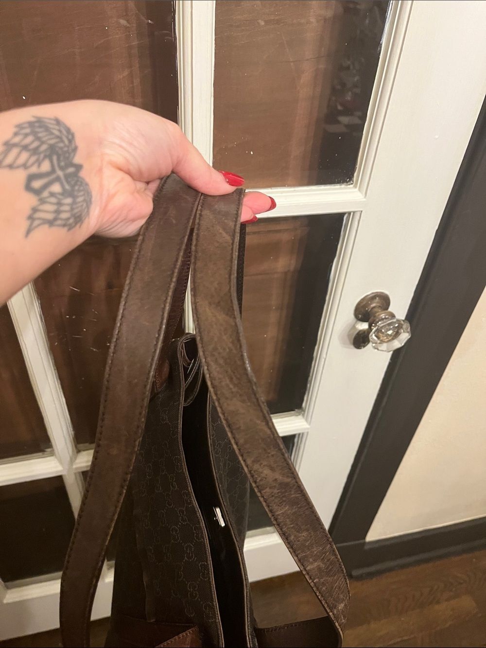 Gucci Brown Monogram Tote with Leather Straps - Picture 7 of 16